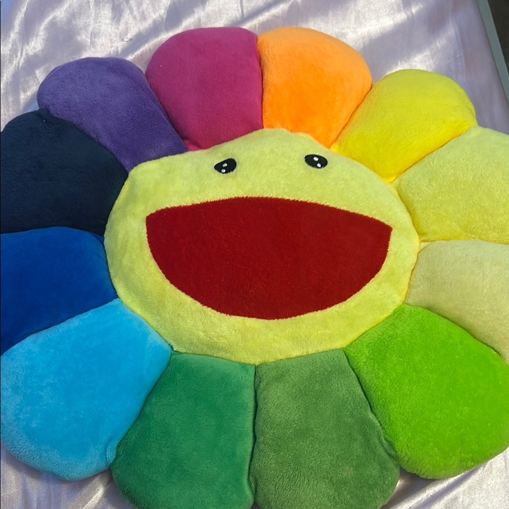 Colorful Smiling Flower Plush Pillow